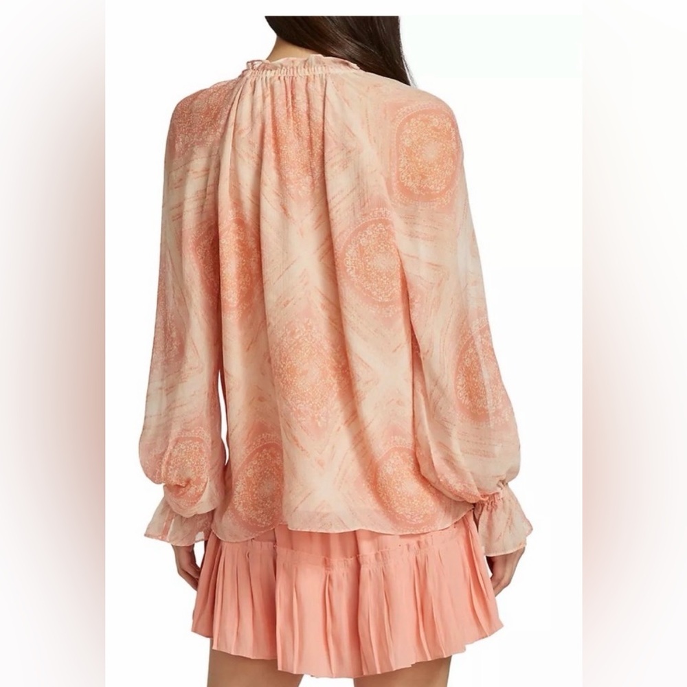 Ramy Brook Loraine Geometric Blouse – Romantic Peach Top - Picture 3 of 7